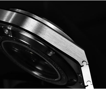 San Martin 39mm Luxury Men Sports Watch Waffle Dial Integrated Bracelet Miyota 90S5 Automatic Mechanical Clear Caseback SN0152
