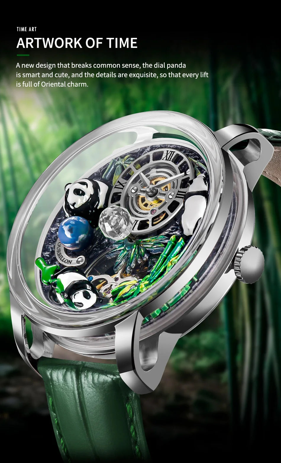 PINDU Panda National Treasure Series Mechanical Watch Men M2791B Movement Sapphire Mirror Waterproof Automatic Mechanical Watch