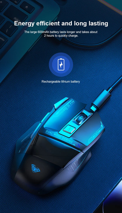 Ratón gaming AULA SC550 2.4G inalámbrico con macro, retroiluminación RGB, diseño ergonómico, ratón e-sports, accesorios para PC