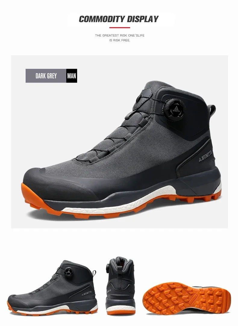 HUMTTO Lederschuhe für Herren Winter Camping Outdoor Herren-Sportschuhe Atmungsaktive Trekkingstiefel für Männer Rutschfeste Wandersneaker