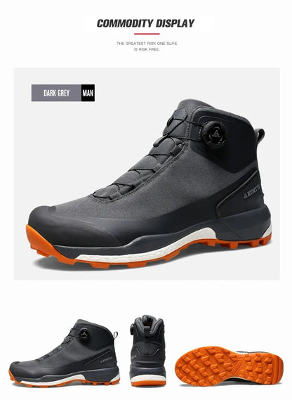 HUMTTO Lederschuhe für Herren Winter Camping Outdoor Herren-Sportschuhe Atmungsaktive Trekkingstiefel für Männer Rutschfeste Wandersneaker