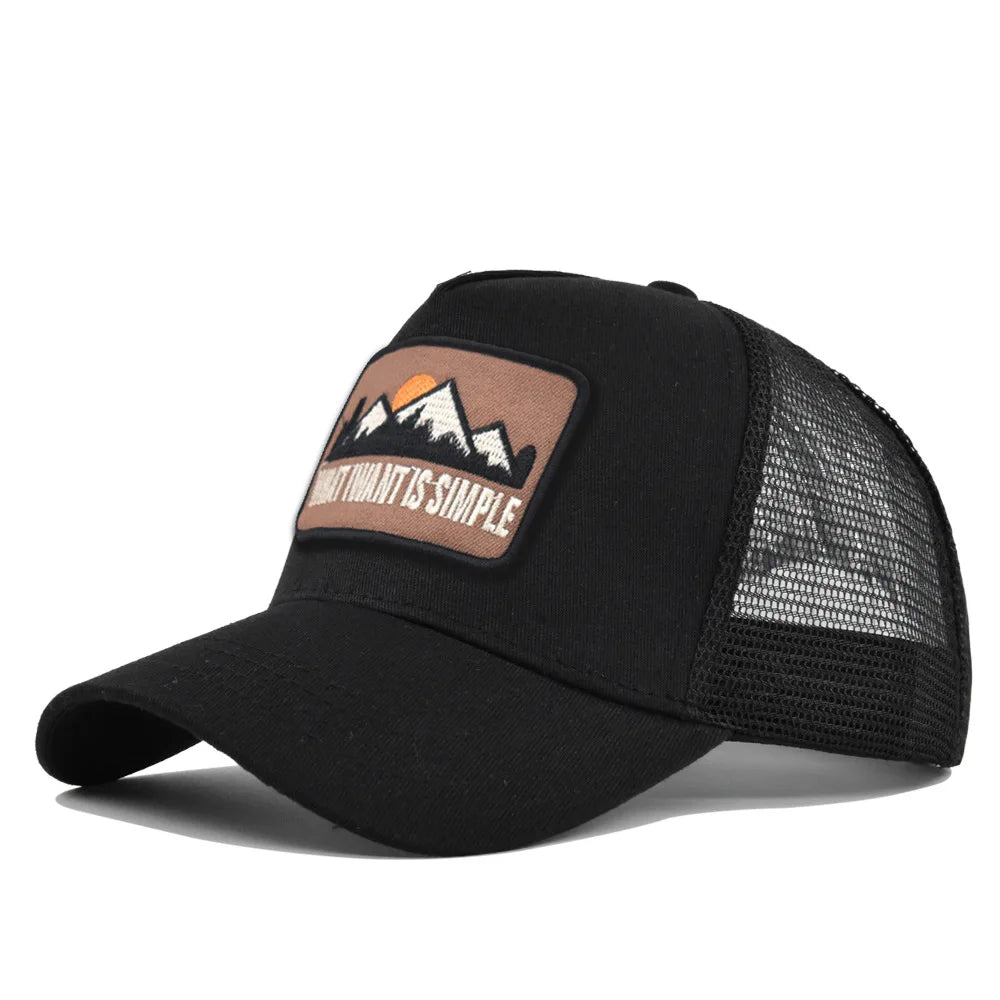 Letter Mesh Breathable Hat Women Men Embroidery Blocking Baseball Cap Sunshade Outdoor Sports Cycling Travel Sun Hat Dad Hat