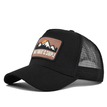 Letter Mesh Breathable Hat Women Men Embroidery Blocking Baseball Cap Sunshade Outdoor Sports Cycling Travel Sun Hat Dad Hat