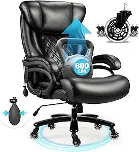 Sedia da ufficio Big & Tall 500Lbs, ampia seduta con molle dal design executive, sedia da scrivania girevole a 360 con rotelle heavy duty