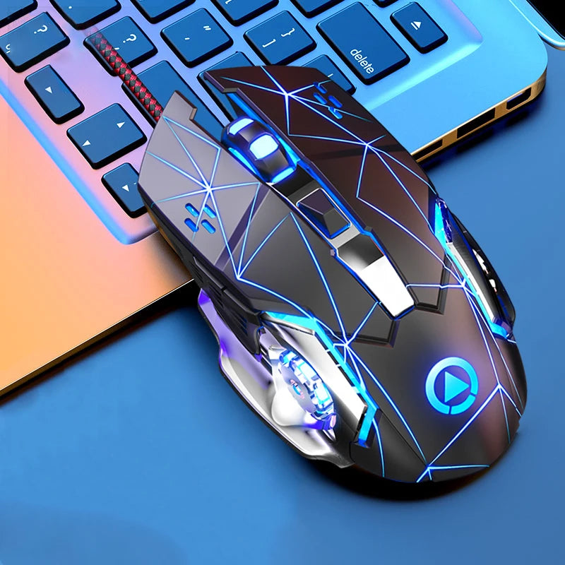 Mouse da gaming cablato USB a 6 pulsanti, retroilluminato, ergonomico, DPI regolabile, ottico, per PC gamer e computer desktop