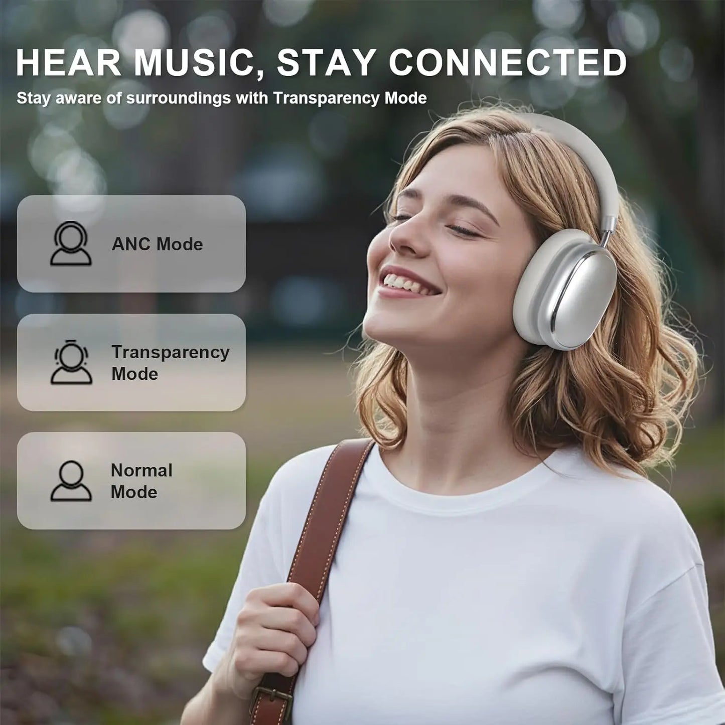 Hybrid Active Noise Cancelling Headphones, Wireless Headphones Bluetooth 6.0 with Transparent Mode, Hi-Res Audio, Deep Bass, Metal