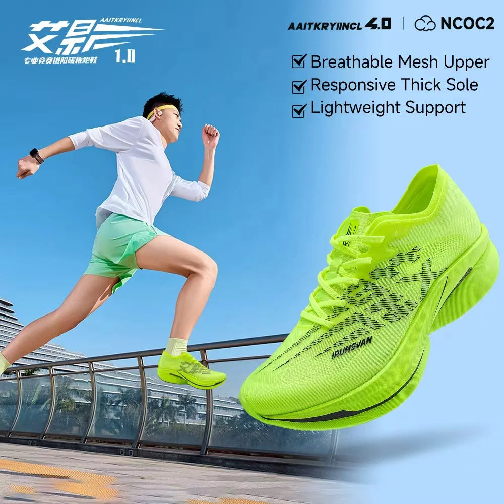 IRUNSVAN Carbon Plate Sports Shoes, Marathon Professional Running Shoes, Shock Absorbent Breathable Jogging Shoes, Unisex Model 095