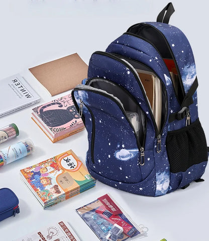 Fortnite 2-in-1 trolleyrugzak met sterrenhemelprint, grote capaciteit, waterdichte laptoptas met trapklimontwerp, schooltas voor studenten