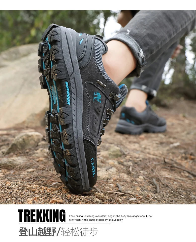 Classic Black Men's Hiking Shoes Outdoor Low Climbing Walking Shoes For Men Trekking Sneakers Non-Slip Mountaineering Shoes Man