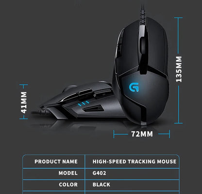 Logitech (G) G402 ratón gaming con cable para e-sports, ratón mecánico con programación de macros, CSGO, Eating Chicken, competitivo para ordenador