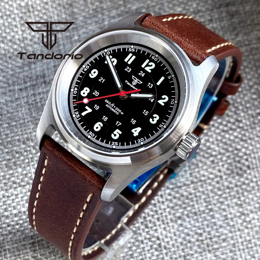 Tandorio 36mm Fashion 20BAR automatische Taucher- und Pilotenuhr für Herren und Damen, NH35/PT5000/Miyota8215 Uhrwerk, Saphir-Armbanduhr, grüne Leuchtmasse