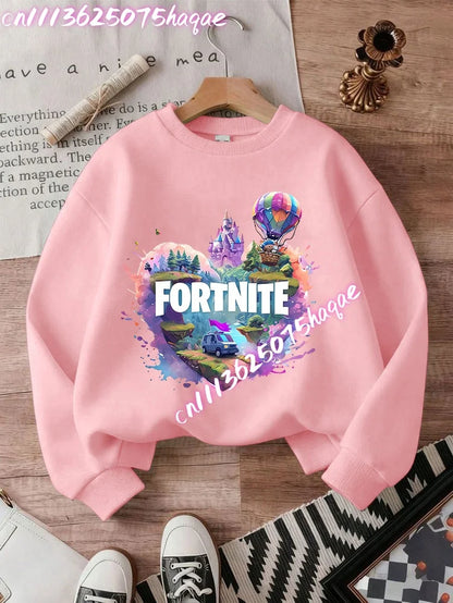 Sweatshirts Fortnite Series para Criança, Modernas para Rapazes e Raparigas, Tops Pullover de Manga Comprida para Outono/Inverno, Roupa Infantil Cartoon, Presentes de Aniversário
