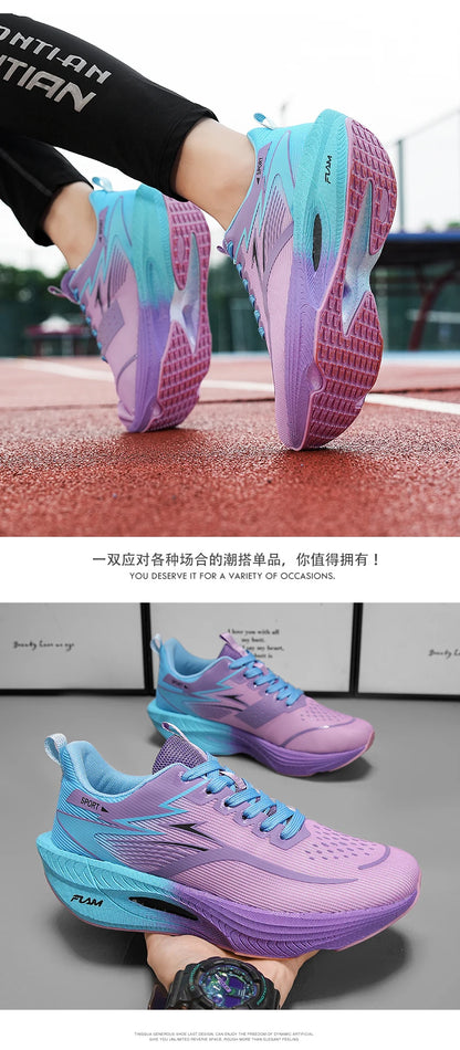 Zapatillas de running nuevas con placa de carbono para maratón, deportivas para hombre, transpirables y ligeras, zapatillas deportivas cómodas antideslizantes para mujer, estilo casual