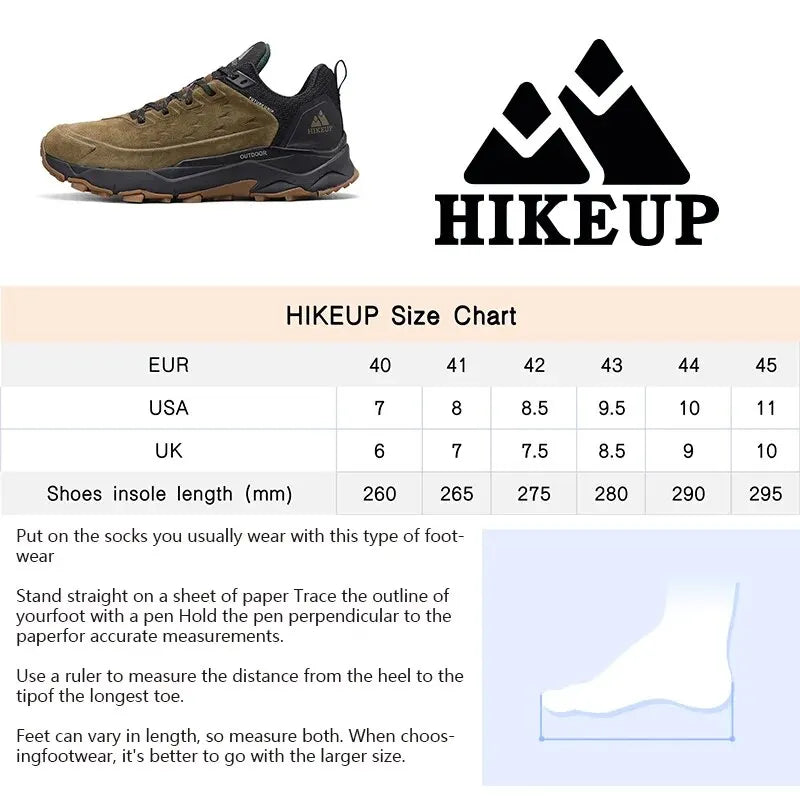 HIKEUP Latest Men's Hiking Shoes, Wear-Resistant Non-Slip Outdoor Sneakers, Rock Climbing Trekking Hunting Men Sports Suede Leather