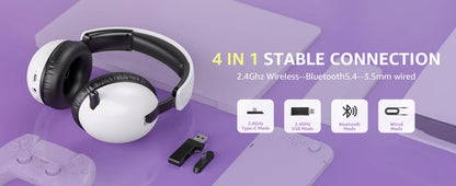Casque Gaming Sans Fil Acinaci BL500 2.4G Bluetooth 5.3 et Filaire – Micro à Réduction de Bruit, Batterie 30H, Haut-Parleurs 50mm pour PC, PS5, PS4