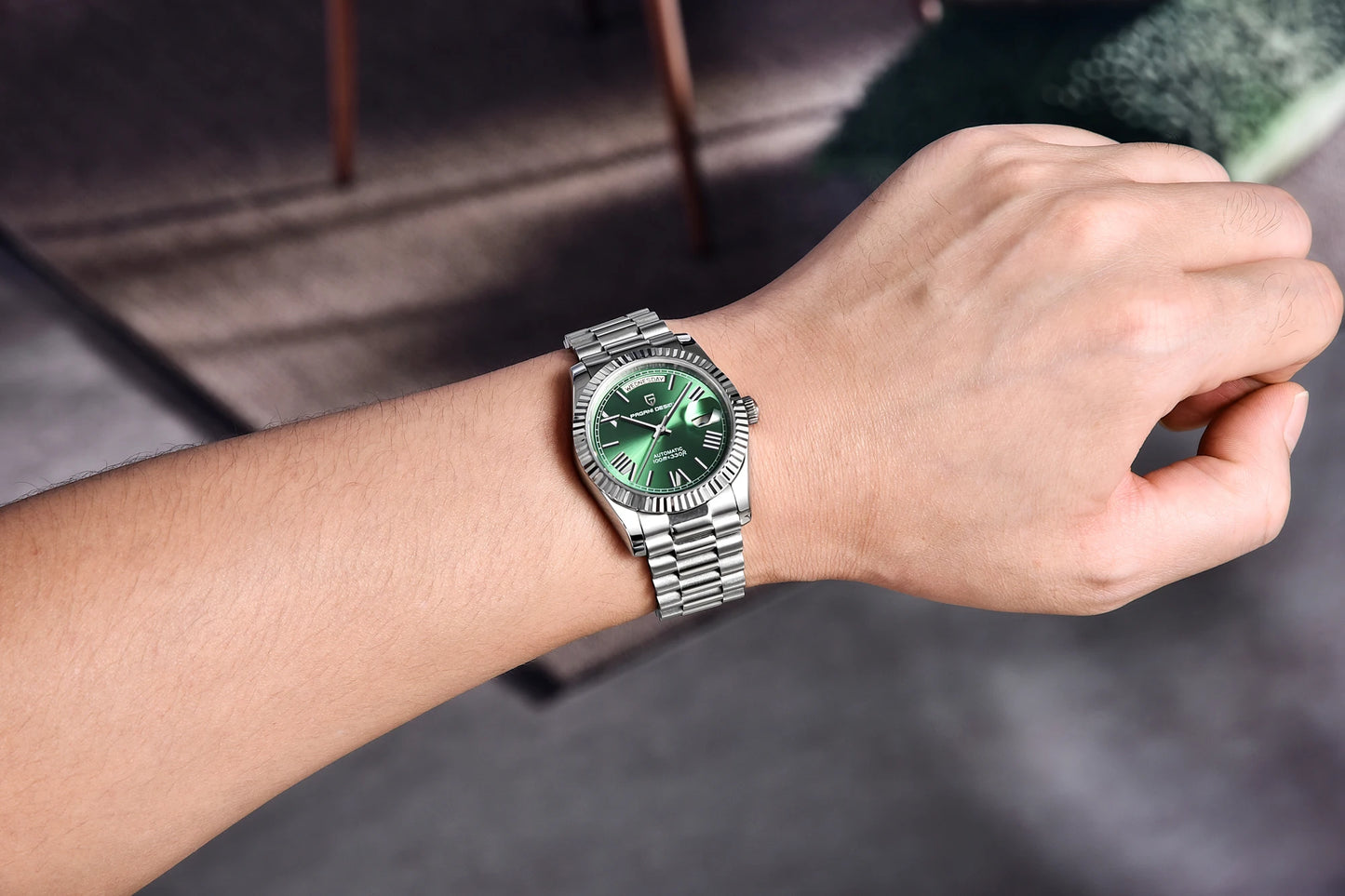 PAGANI DESIGN Men's Watches Green Luxury Automatic Watch For Men ST16 Mechanical Wristwatch Men For 2025 New Stainless Steel