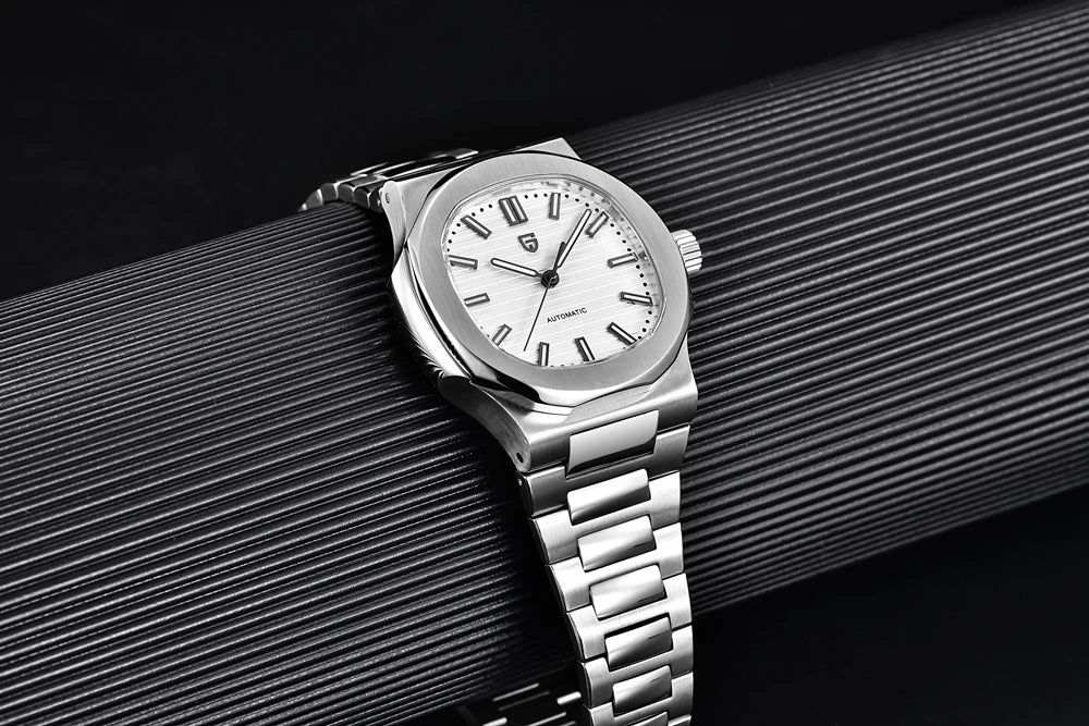 PAGANI DESIGN 2026 Neue luxuriöse Automatikuhr für Herren, mechanische Armbanduhr aus Edelstahl mit Saphirglas, 40MM, Barrel-Zifferblatt