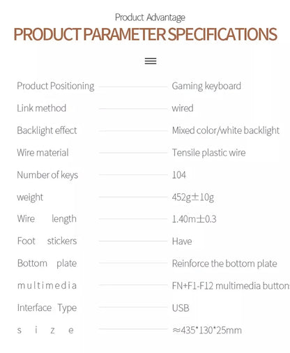 K500 Pink Keyboard – gemischte Farben, weiße und pinke Tastenkappen, 104 Tasten, kabelgebundene Gaming-Tastatur für Laptop und PC