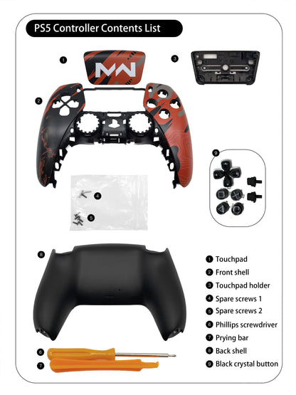 BO5 Call Of Duty durable Coating Replacement Front Shell Touchpad Compatible with ps5 Controller BDM-010/020/030/040/050