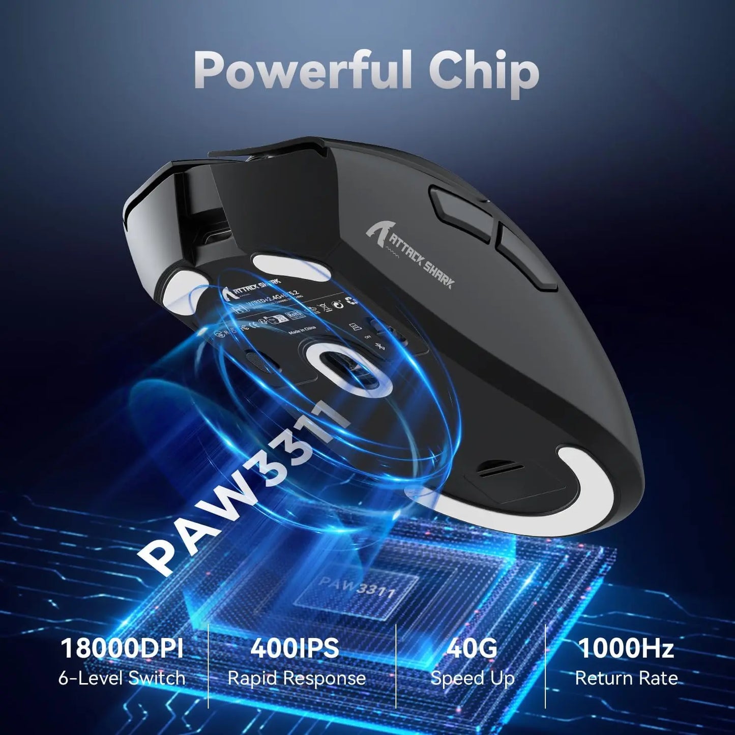 ATTACK SHARK R1 59g SUPERLIGHT Mouse, PixArt PAW3311 Gaming Sensor, 6 Adjustable DPI up to 18000, 65 Hrs Battery, G502