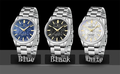 Relógio masculino PAGANI DESIGN 40MM com mostrador de meteorito, quartzo, luxo business, safira, aço inoxidável 316L, resistente à água 100M
