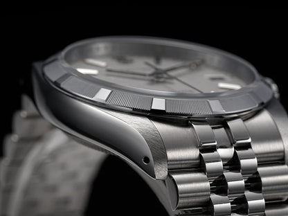 Baltany S4102 Business Men's Automatic Mechanical Wristwatch 36mm Linen Dial Engine Turned Bezel NH35 Luxury Dress Watch
