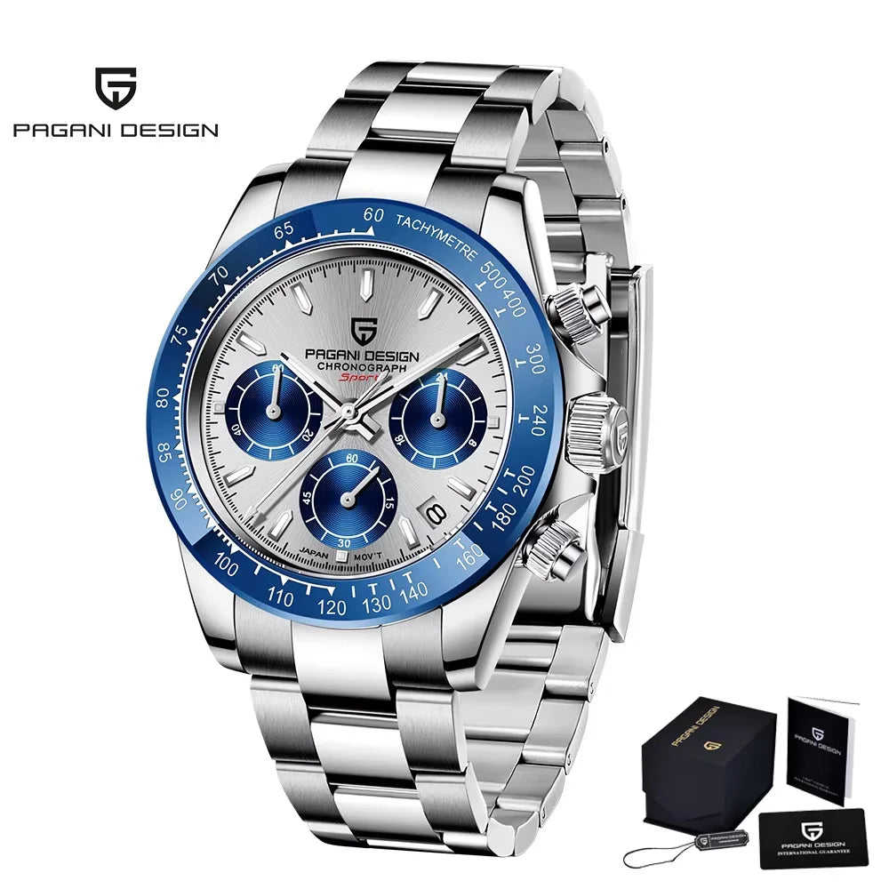 Novo Original PAGANI DESIGN PD-1664 Relógio de Pulso de Luxo para Homem, Movimento de Quartzo Japonês VK63, Safira, Cronógrafo Resistente à Água, Dourado