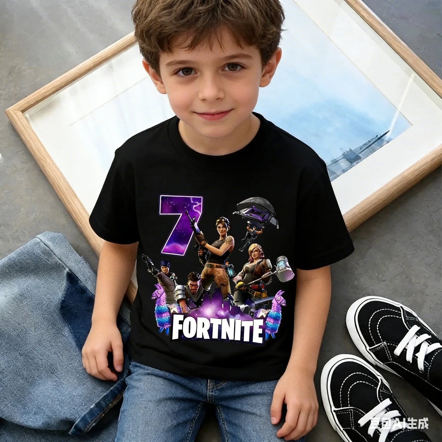 Fortnite Children’s Birthday Number T-Shirt Girls Boys Summer Clothes Baby Cotton Tee Shirts Party Short Sleeve Tops Toddler Gift