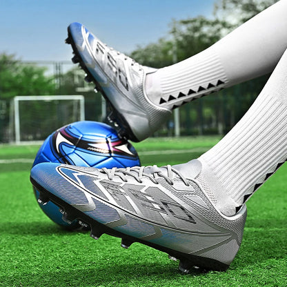 Chaussures de football pour jeunes, crampons pour terrain dur, fermeture à lacets, chaussures de football pour enfants, garçons et filles, chaussures d'entraînement pour activités de plein air.