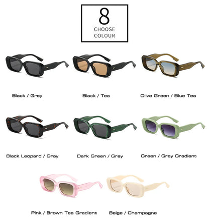SHAUNA Retro Square Sunglasses Women Fashion Rivets Gradient Shades UV400 Men Green Pink Sun Glasses