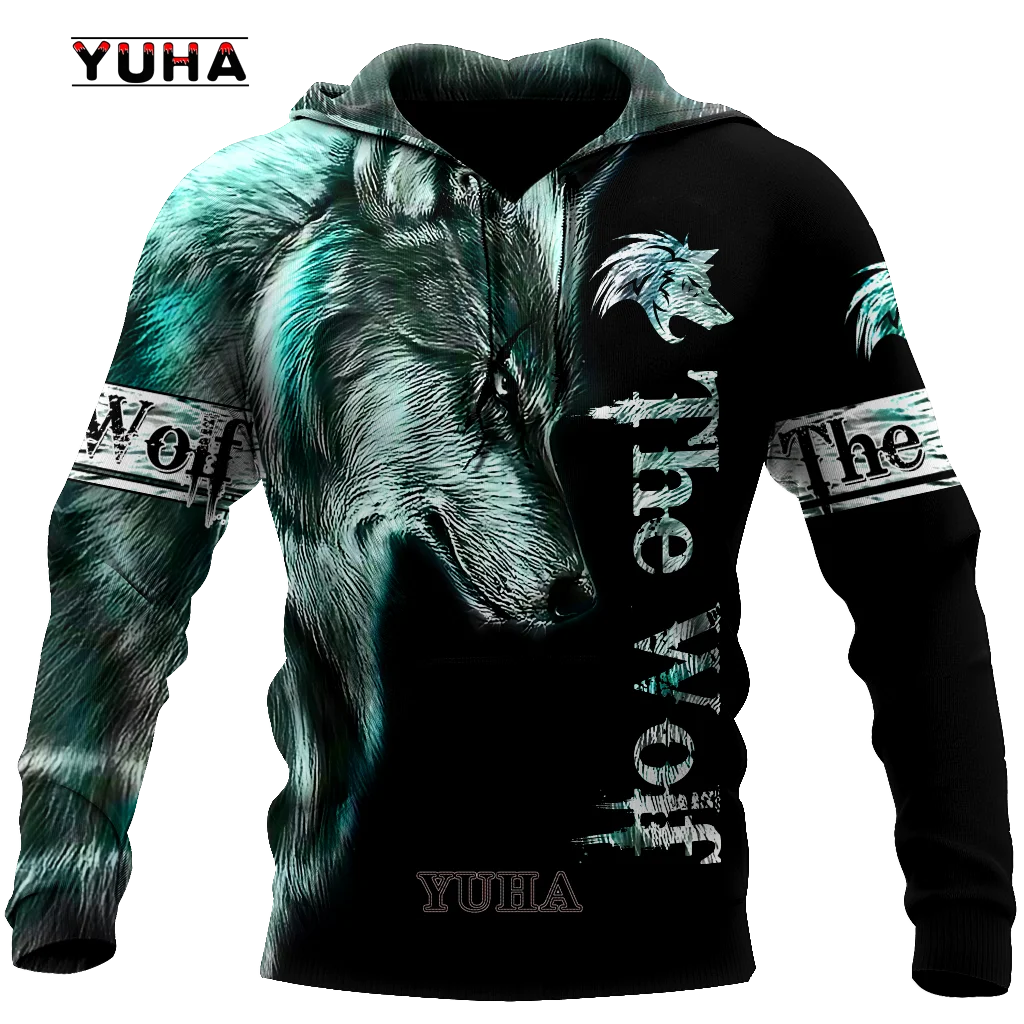 Neuer Wolf-Tattoo-Vegvisir Schwarz-Weiß 3D-Allover-Print Herren-Hoodie & Sweatshirt Unisex Casual Herbst-Trainingsanzug
