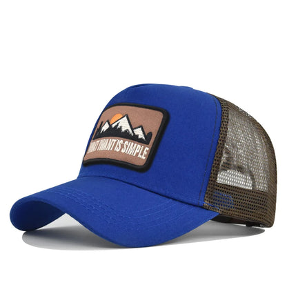 Letter Mesh Breathable Hat Women Men Embroidery Blocking Baseball Cap Sunshade Outdoor Sports Cycling Travel Sun Hat Dad Hat
