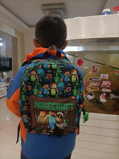 In Stock Minecraft Backpack Graffiti Print Lightweight School Backpack Casual Daily Travel Bag For Male Young Men Outdoor Use
