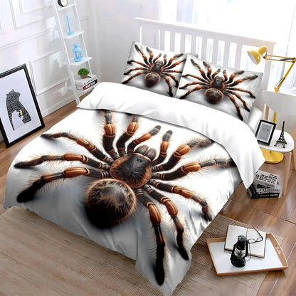 3D Furry Spider Close-up Pattern Duvet Cover Set Digital Print Colorful Polyester Bedding with Zipper Closure for Kids Gifts