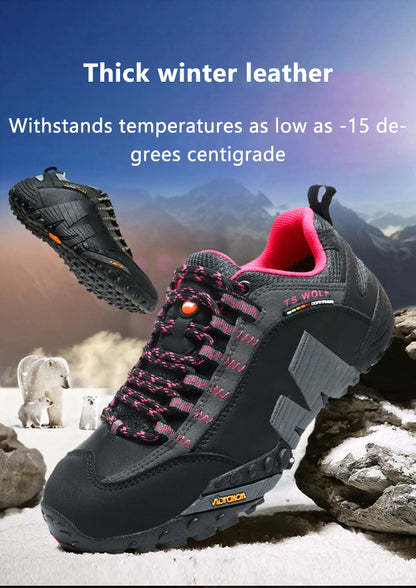 Sapatos de montanhismo para homem em couro genuíno, calçado desportivo outdoor antiderrapante, sapatos de montanhismo e caminhada respiráveis para turismo
