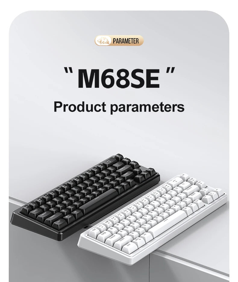 FREEWOLF M68SE Tastatur mit mechanischem Tippgefühl, 68 Tasten, Mini, kabelgebunden, kompakt und leise, für Laptops, Gaming und Bürogebrauch