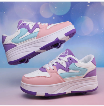 Children's Outdoor Sports Roller Skates Shoes Single Row Wheel kids Sliding Shoes four-Wheel for boys and grils