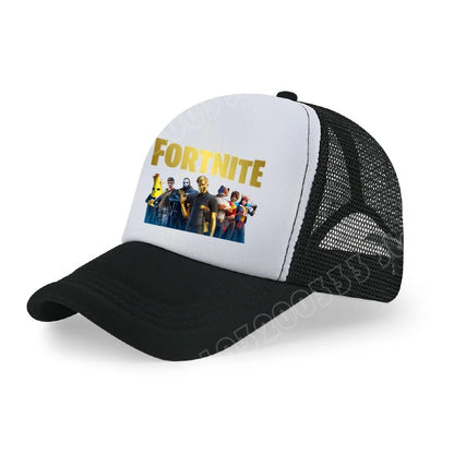 Gorra de béisbol Fortnite con estampado de juego estilo cartoon para niños, gorra de malla transpirable de verano, visera ajustable, regalo de cumpleaños para niños