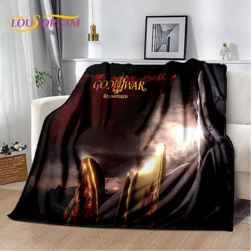 God of War Game Gamers Kratos Soft Plush Blanket,Flannel Blanket Throw Blanket for Living Room Bedroom Bed Sofa Picnic Cover Kid