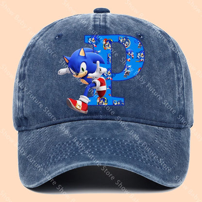 New Cartoon Cute Retro Baseball Caps Sonics Letter Man Boys Hat Hip Hop Breathable Mesh Hats Cute Anime Sunbonnet Birthday Gifts