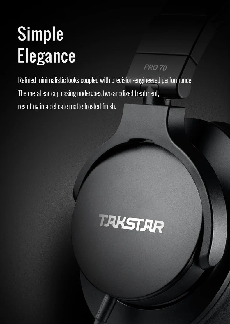 Cuffie da monitoraggio professionali da studio TAKSTAR PRO 70 – Headset over-ear cablato chiuso per produzione musicale, DJ, gaming e registrazione