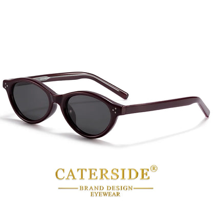 CATERSIDE Retro Oval Sunglasses for Women Men Tr Frame Acetate Pin Leg Polarized UV400 Protection Fashion Cat Eye Sun Glasses