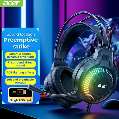 RGB kabelgebundene Gaming-Ohrhörer mit Mikrofon – Low-Latency-Surround-Sound-Gaming-Headset mit cooler RGB-Beleuchtung, Geräuschisolierung und komfortabler Passform