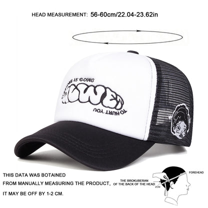 Unisex EVERYONE IS GOING Letter Embroidery Baseball Net Caps Spring Summer Outdoor Adjustable Casual Hats Dad Hat Sunscreen Hat