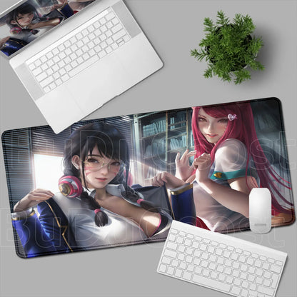Tapete de rato gaming Overwatch Anime Girl grande XXL com impressão HD, base para teclado de computador, portátil e escritório, tapete de secretária em borracha macia 900x400 MM
