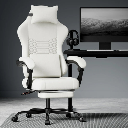 Gaming chairs, office chairs, desk chairs, and swivel chairs. Made with breathable fabric, equipped with 360° swivel casters and seats for easy movement, and featuring soft and comfortable cushions.