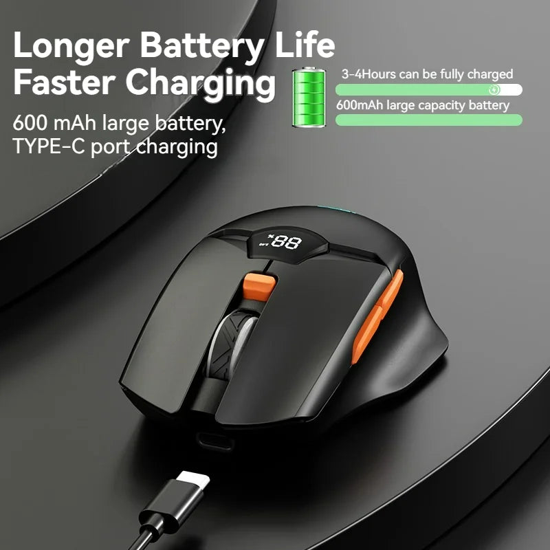 Kabellose Bluetooth-Maus, intelligentes Bildschirm-Display, Dual-Mode-Stummschalttaste, 600mAh Lithium-Akku, Office-Maus für Tablet und Notebook
