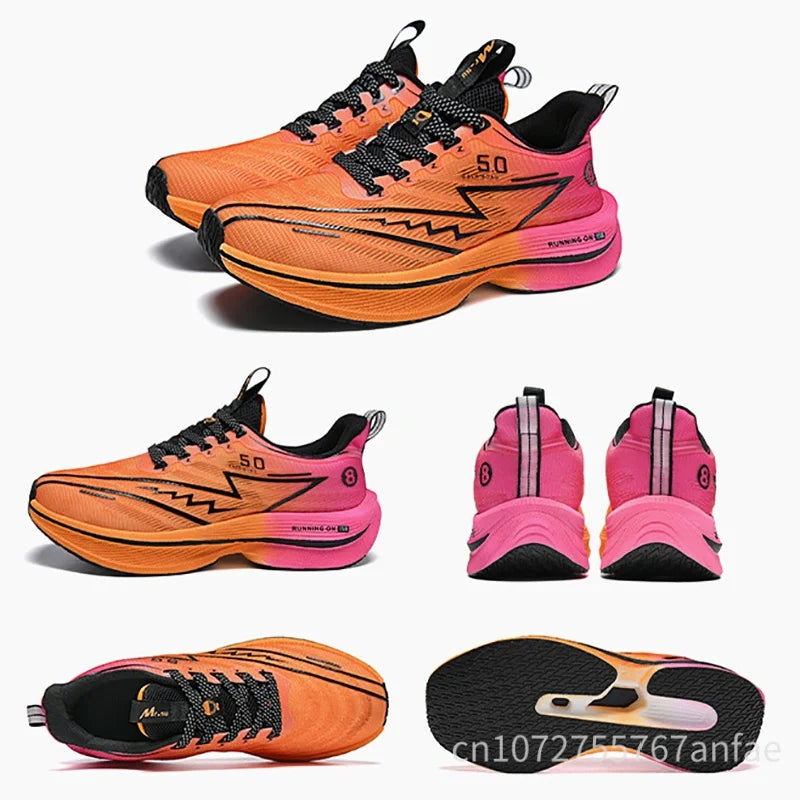 Scarpe da running da uomo con piastra in carbonio, leggere, ultra ammortizzate, traspiranti, da maratona, con assorbimento degli urti e supporto, sneaker sportiva comoda da donna