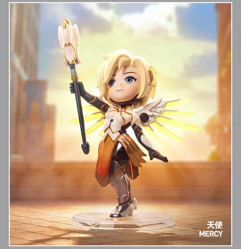 POP MART Original Overwatch Play Of The Game Series Blind Box PVC-Sammelfiguren, Schreibtischdekoration, Mädchen-Spielzeugmodell für Fans