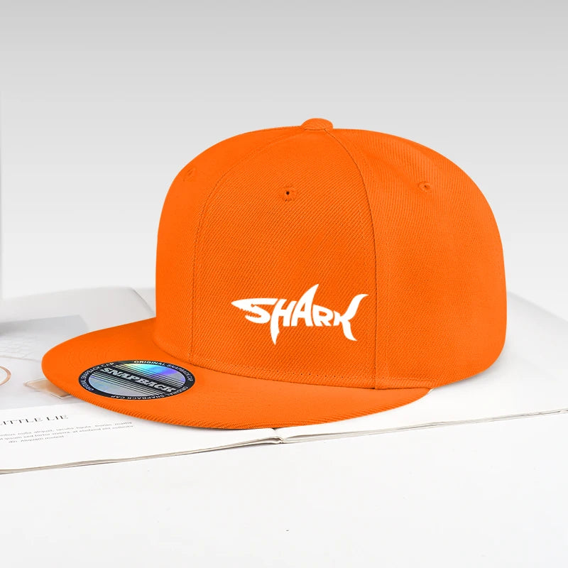 Shark Letter Print Flat-Brim Cap | Hip-Hop Street Style | Adjustable Size | Everyday Sports & Casual Flat-Brim Baseball Cap